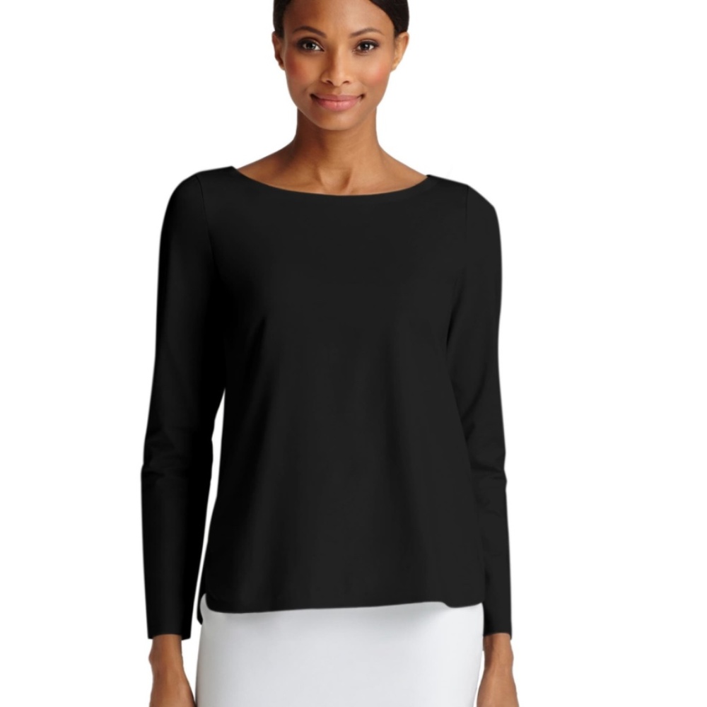 Lafayette 148 Blue Boat Neck Long Sleeve T-Shirt